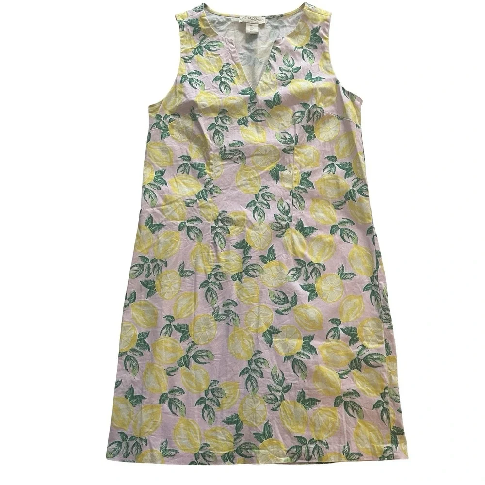 Cynthia Rowley Size 4 Dress V-Neck‎ Lemon Pink Yellow Green Sleeveless Mini